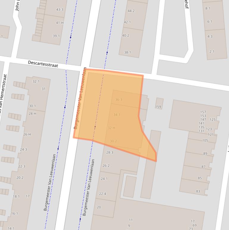 Kaart van postcodegebied 1064KT.