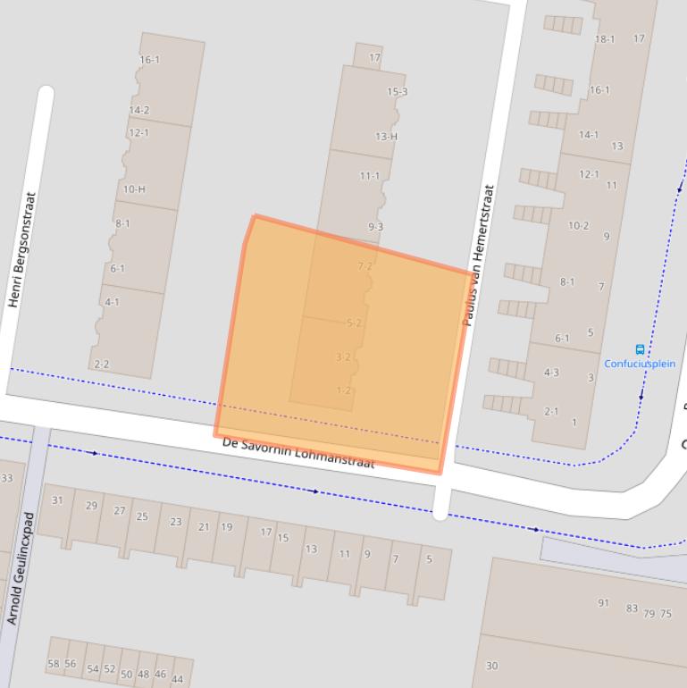 Kaart van postcodegebied 1064LH.