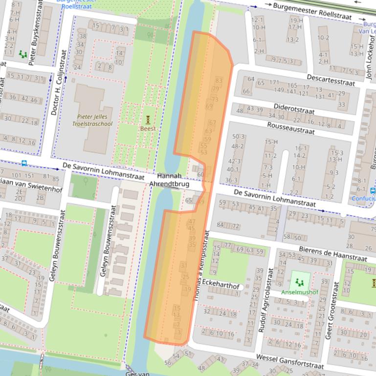 Kaart van postcodegebied 1064LT.