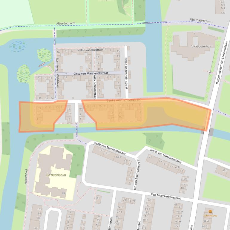 Kaart van postcodegebied 1064MH.