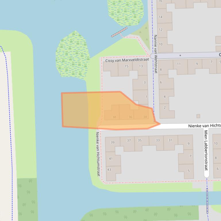 Kaart van postcodegebied 1064MJ.