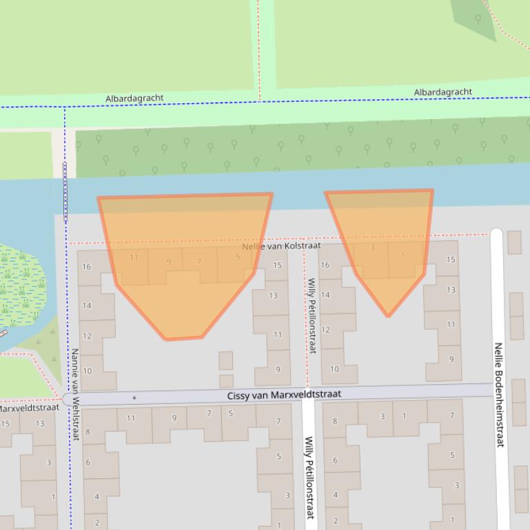 Kaart van postcodegebied 1064ML.