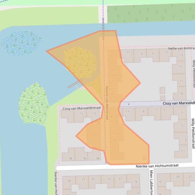 Kaart van postcodegebied 1064MN.