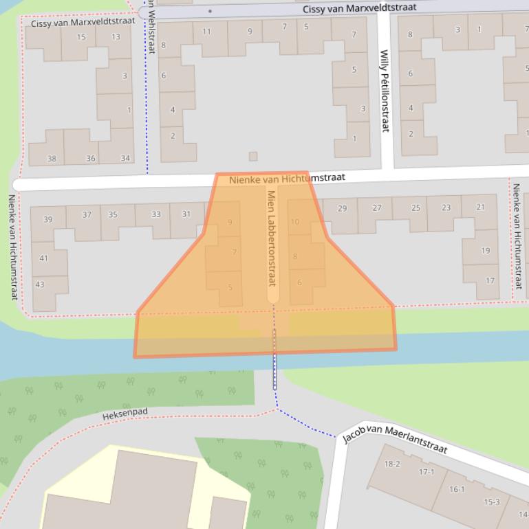 Kaart van postcodegebied 1064MP.