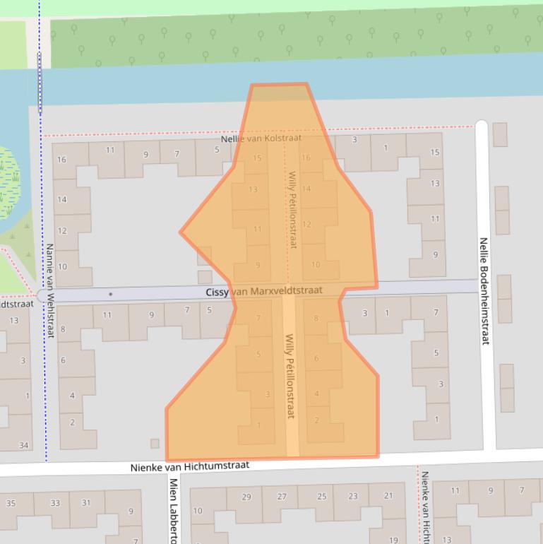Kaart van postcodegebied 1064MR.
