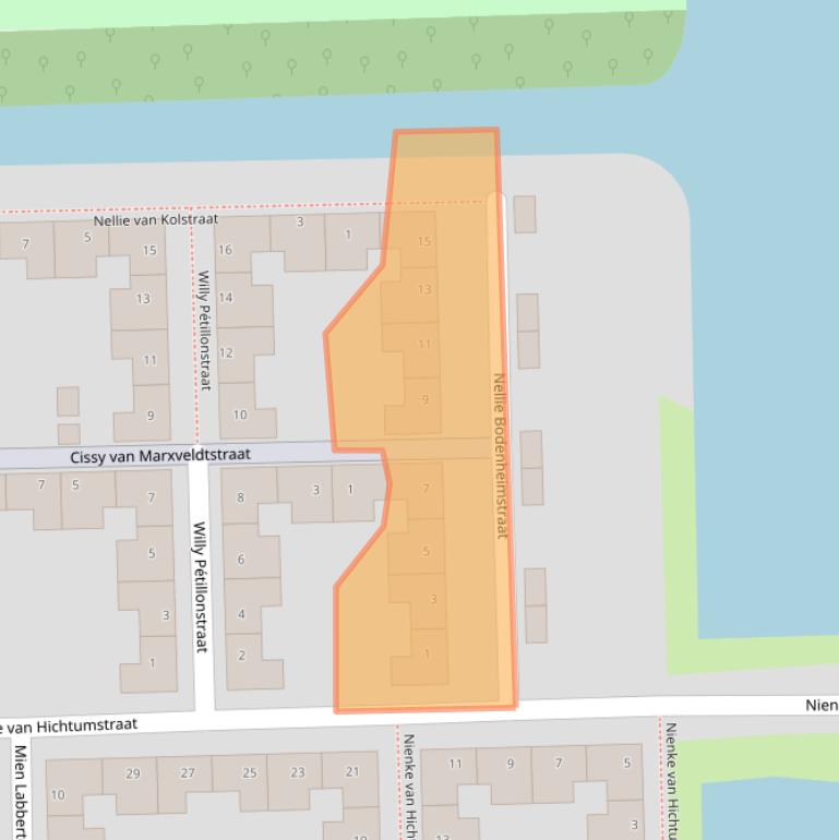 Kaart van postcodegebied 1064MS.