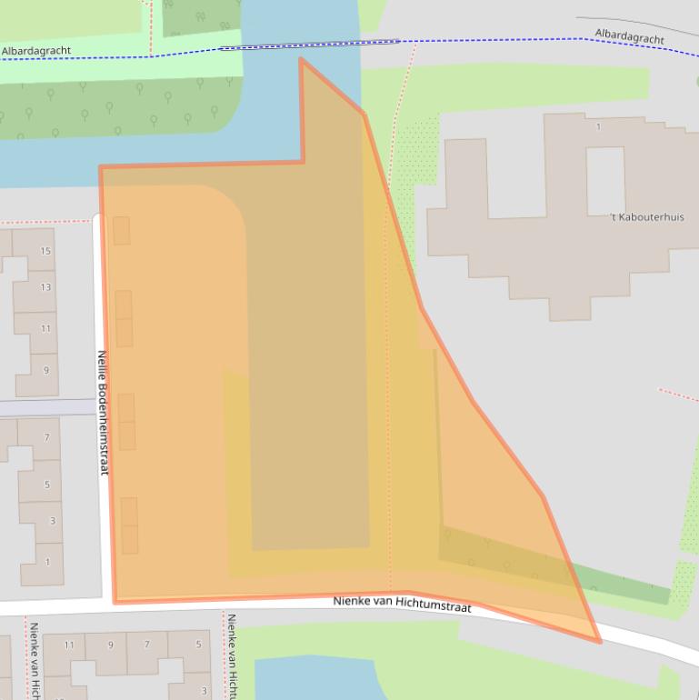 Kaart van postcodegebied 1064MT.