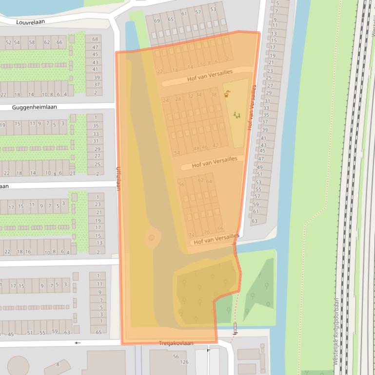 Kaart van postcodegebied 1064NZ.