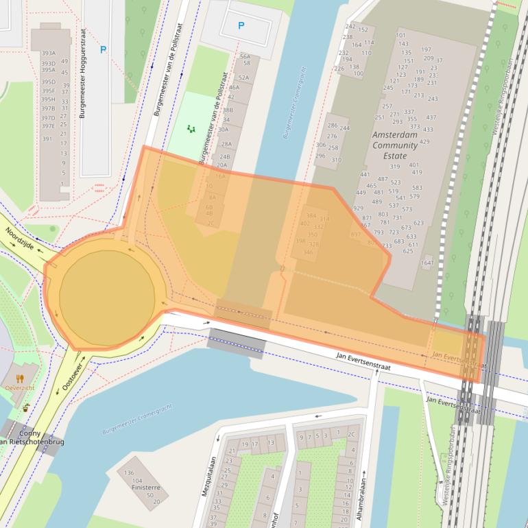 Kaart van postcodegebied 1064PA.