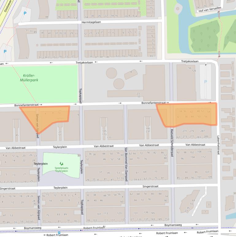 Kaart van postcodegebied 1064PN.
