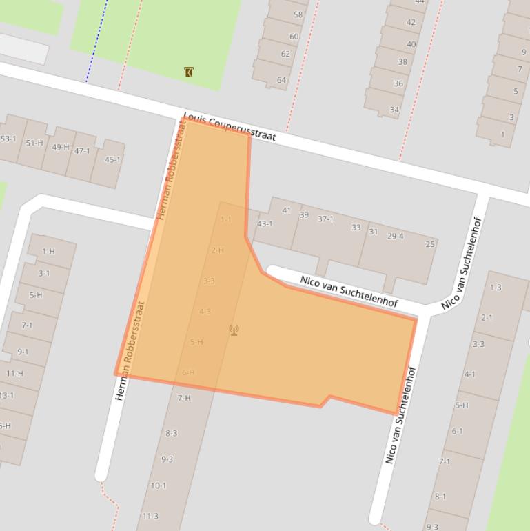 Kaart van postcodegebied 1064RA.