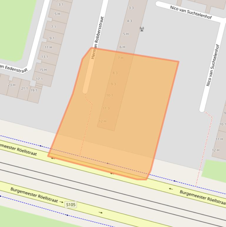 Kaart van postcodegebied 1064RB.