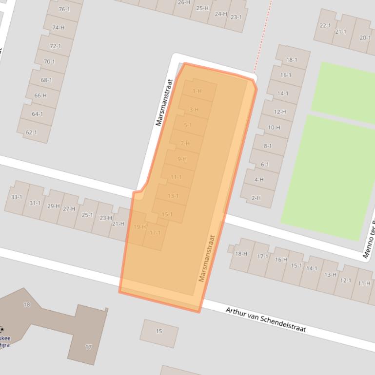 Kaart van postcodegebied 1064RL.