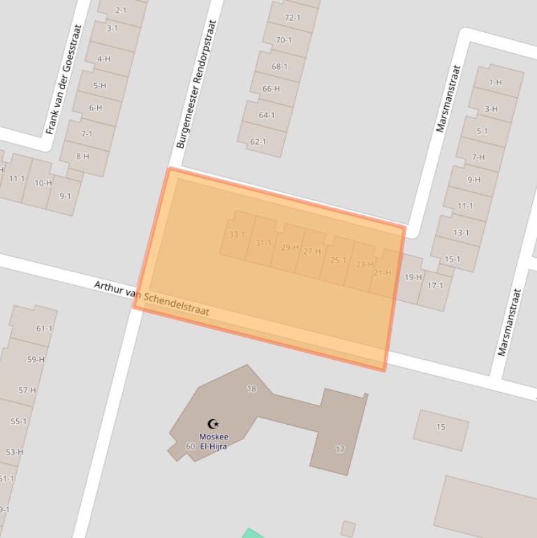 Kaart van postcodegebied 1064RM.