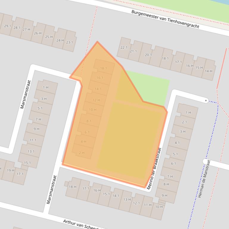 Kaart van postcodegebied 1064RN.