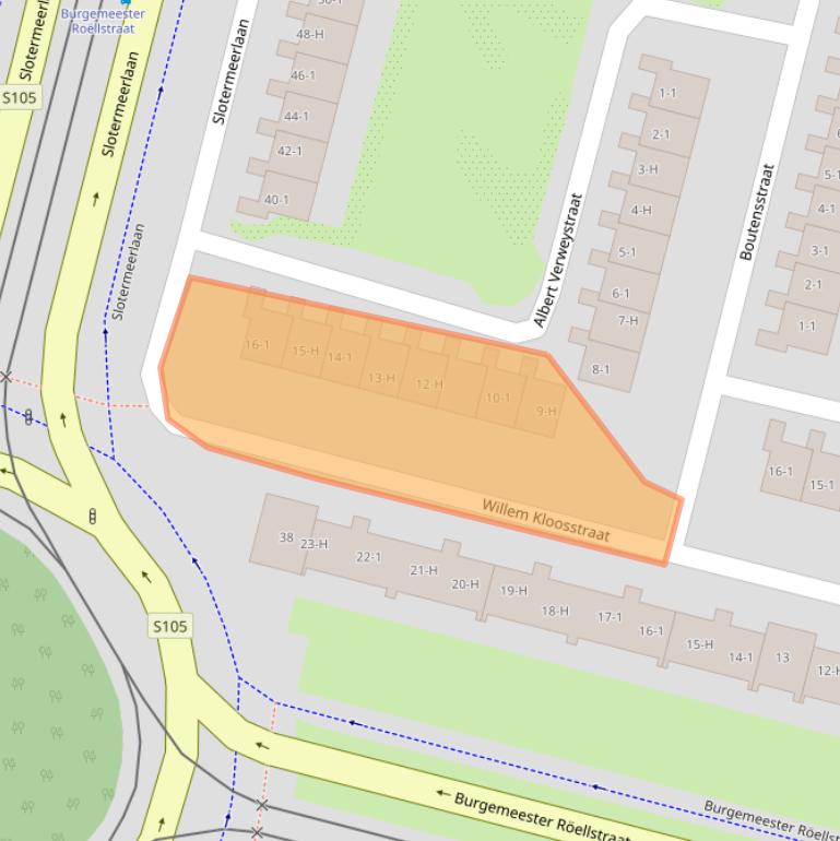 Kaart van postcodegebied 1064SR.