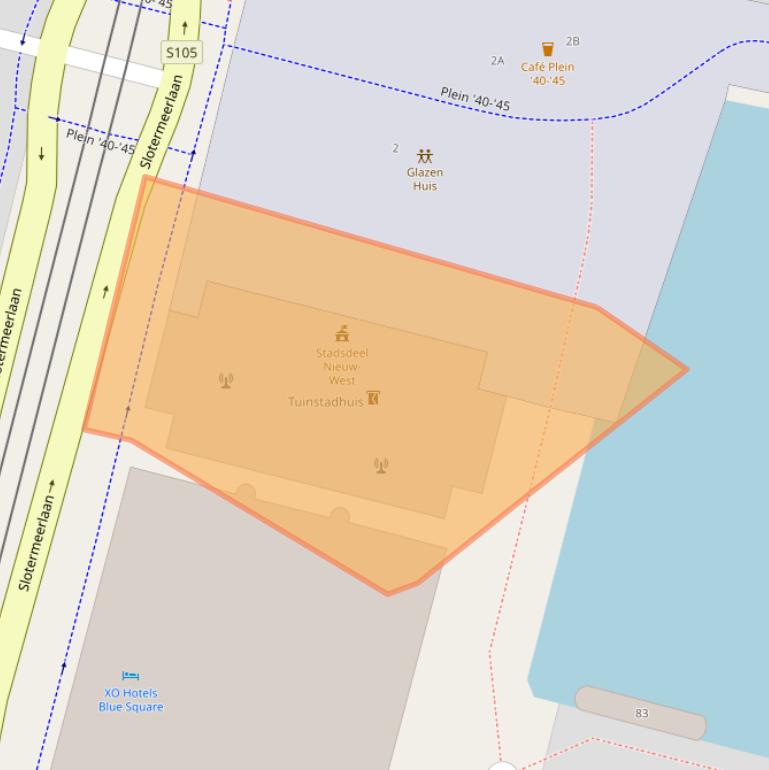 Kaart van postcodegebied 1064SW.