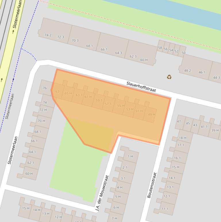 Kaart van postcodegebied 1064TC.