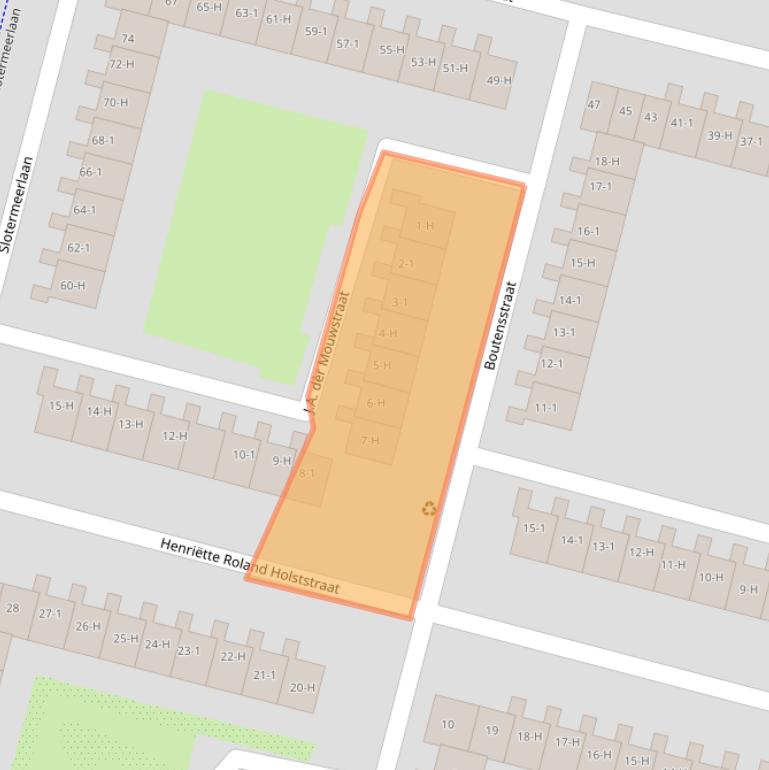 Kaart van postcodegebied 1064TP.