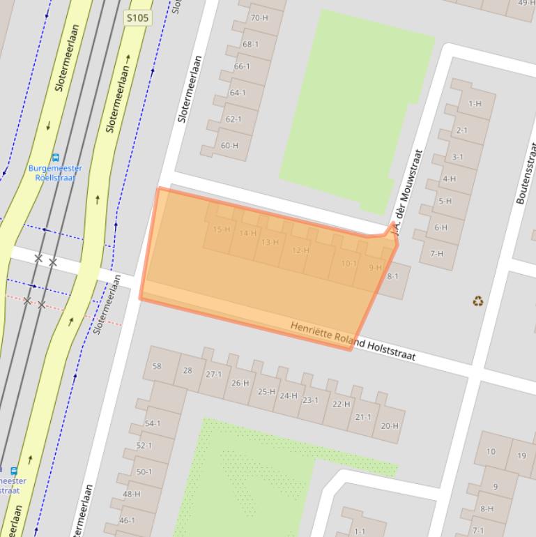 Kaart van postcodegebied 1064TR.