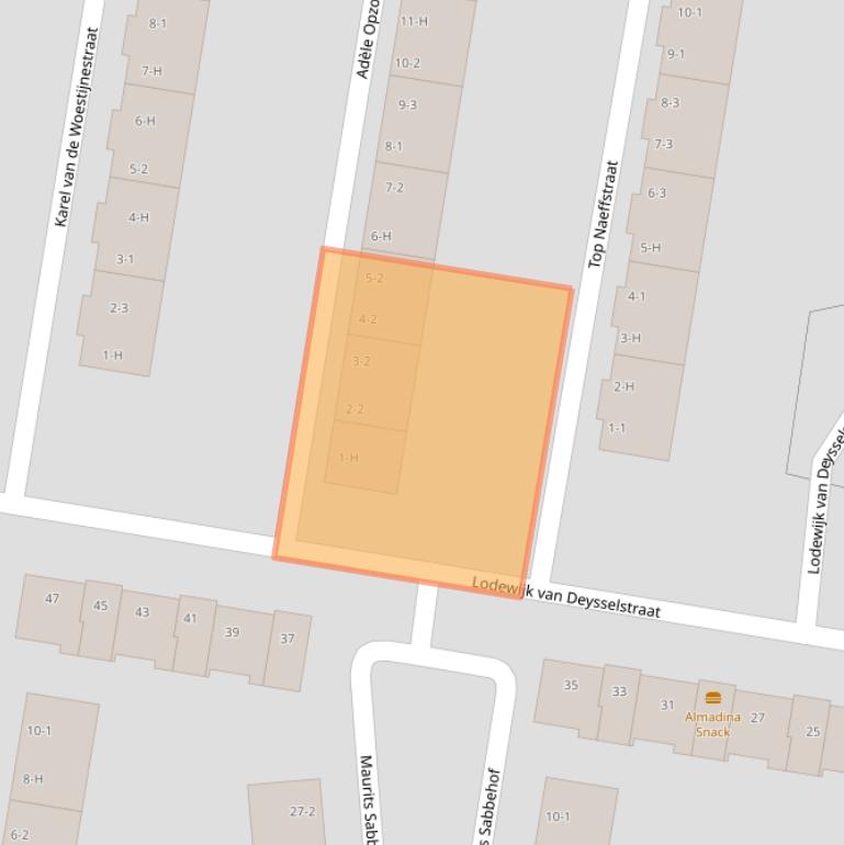 Kaart van postcodegebied 1064TW.