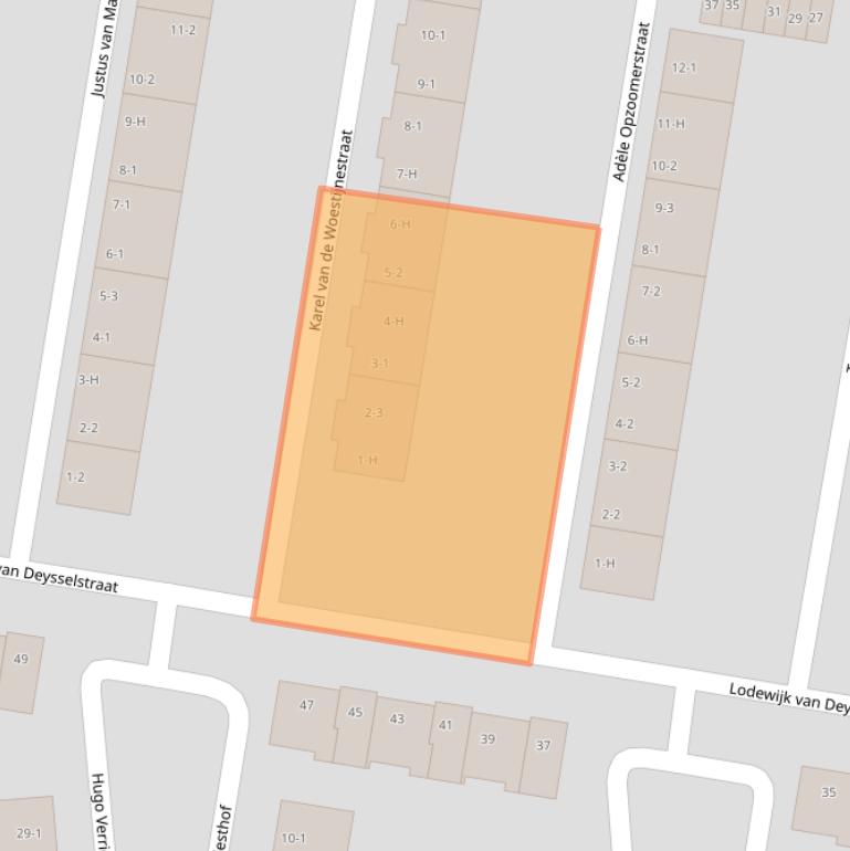 Kaart van postcodegebied 1064VA.