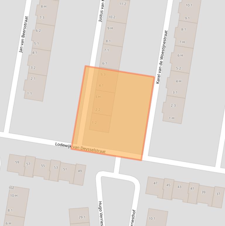 Kaart van postcodegebied 1064VC.