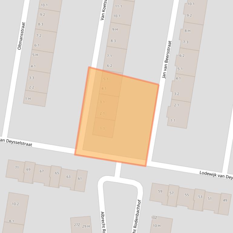 Kaart van postcodegebied 1064VJ.