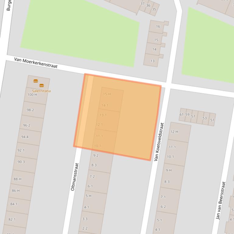 Kaart van postcodegebied 1064VP.