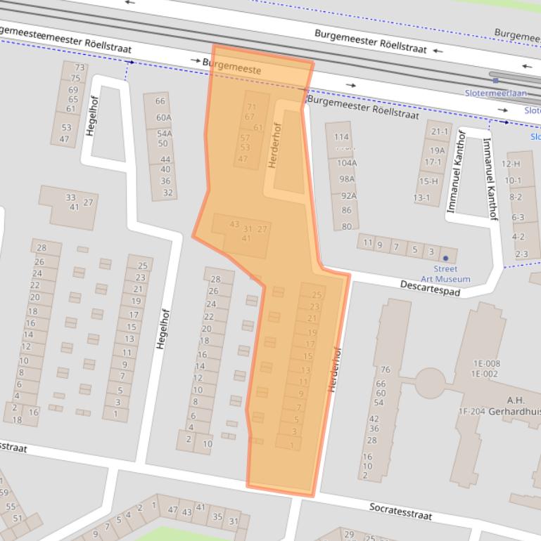 Kaart van postcodegebied 1064VT.