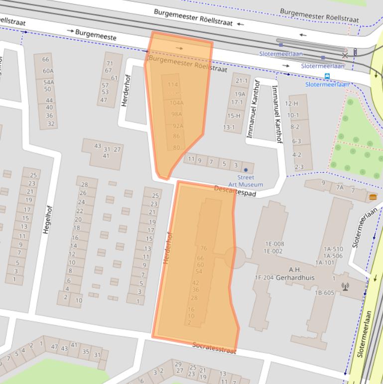 Kaart van postcodegebied 1064VV.