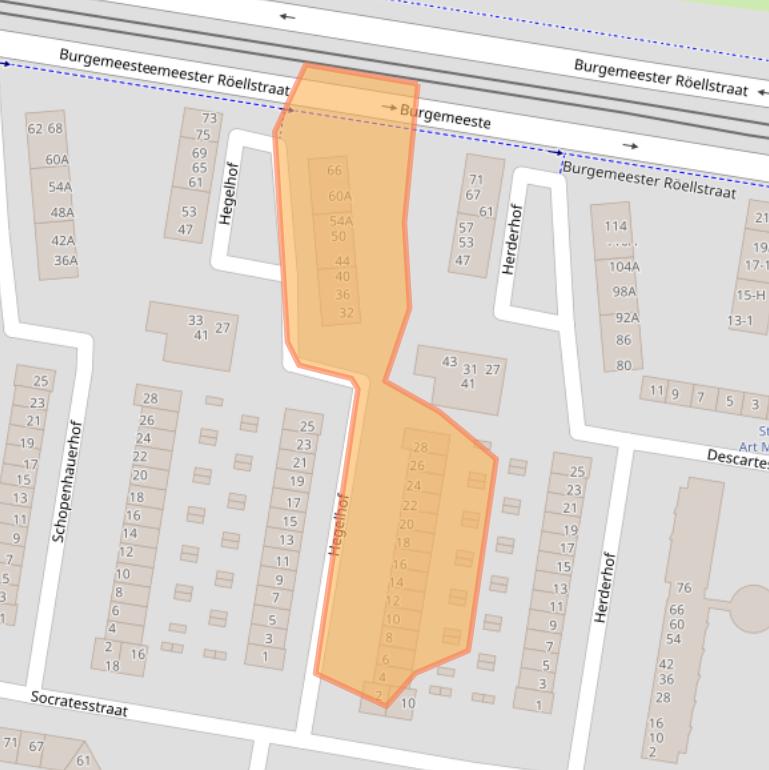Kaart van postcodegebied 1064VX.