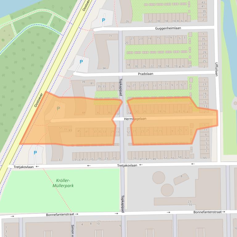 Kaart van postcodegebied 1064WE.