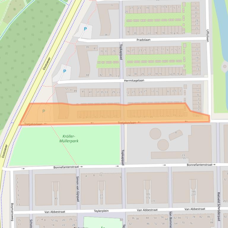 Kaart van postcodegebied 1064WG.