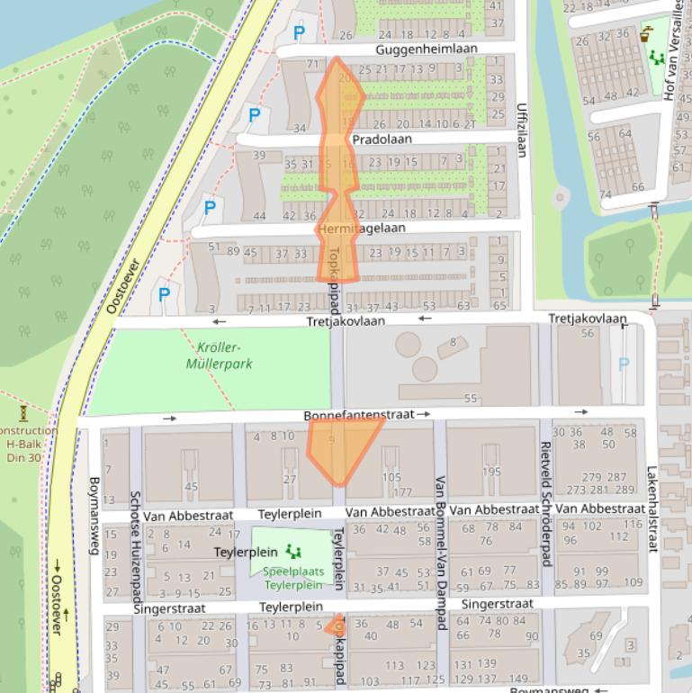 Kaart van postcodegebied 1064WH.