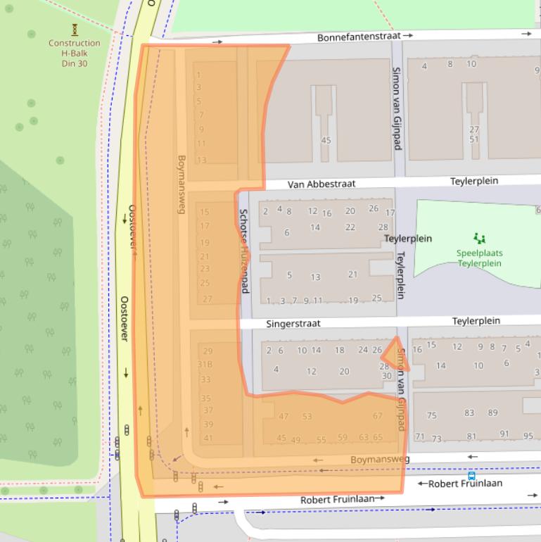 Kaart van postcodegebied 1064WR.