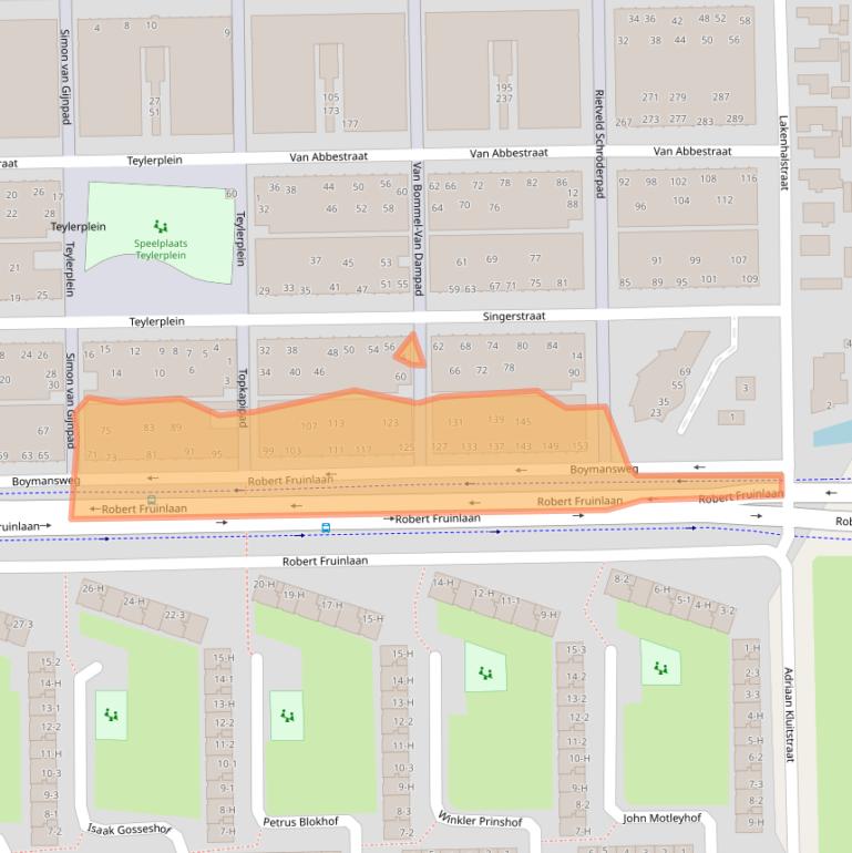 Kaart van postcodegebied 1064WS.
