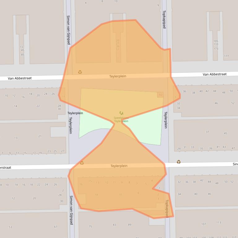 Kaart van postcodegebied 1064WT.