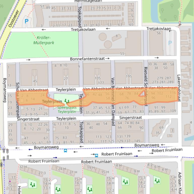 Kaart van postcodegebied 1064WV.