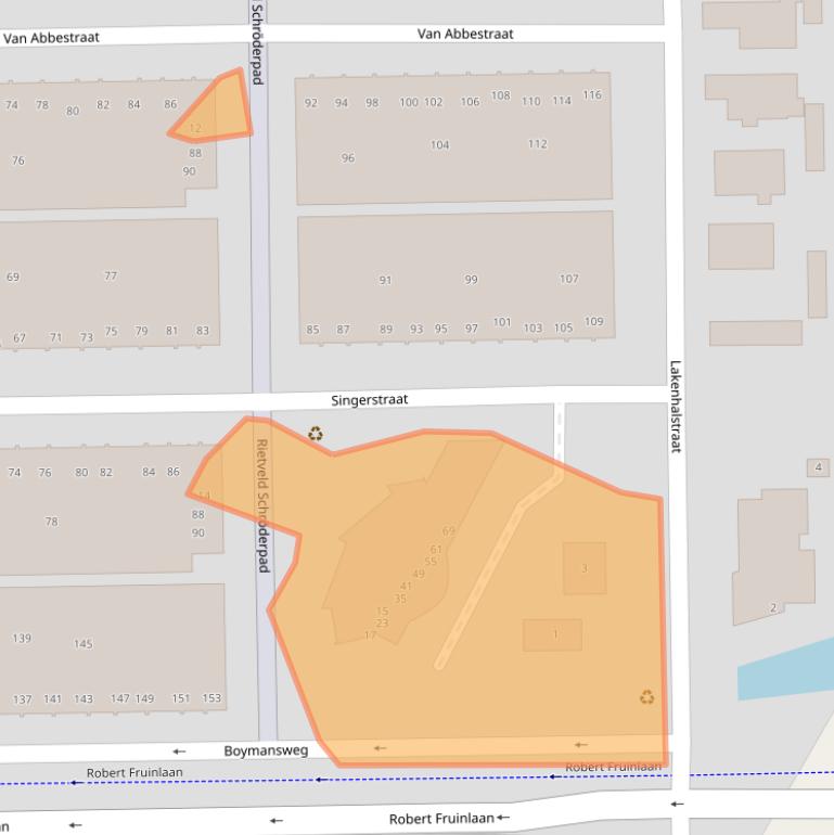 Kaart van postcodegebied 1064WX.