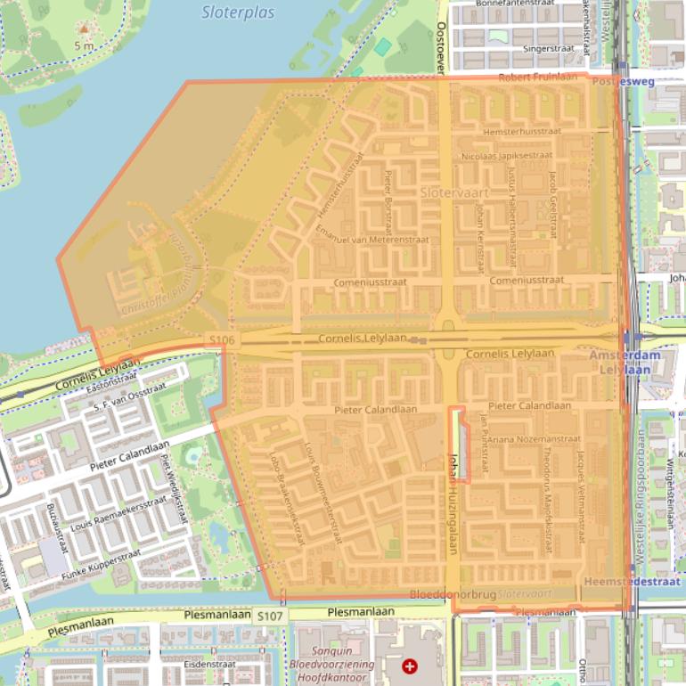 Kaart van postcodegebied 1065.