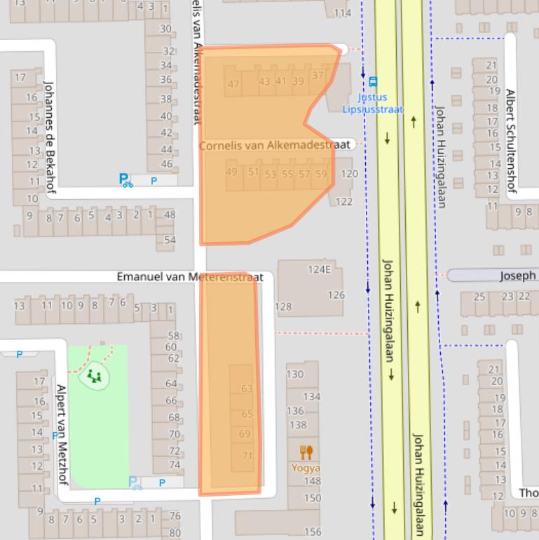 Kaart van postcodegebied 1065AB.