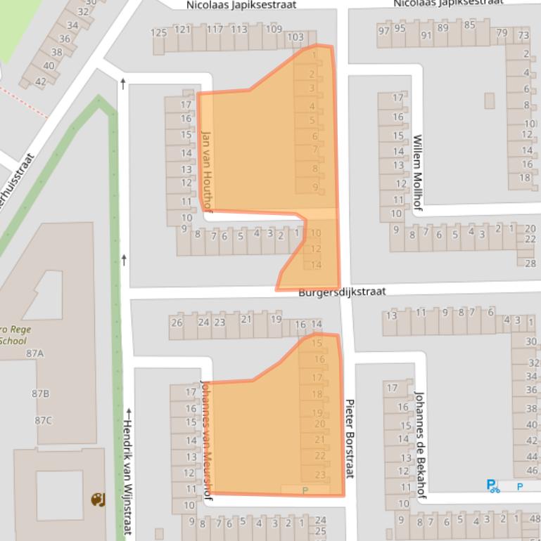 Kaart van postcodegebied 1065AE.