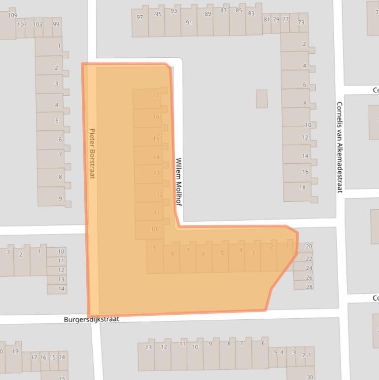 Kaart van postcodegebied 1065AH.