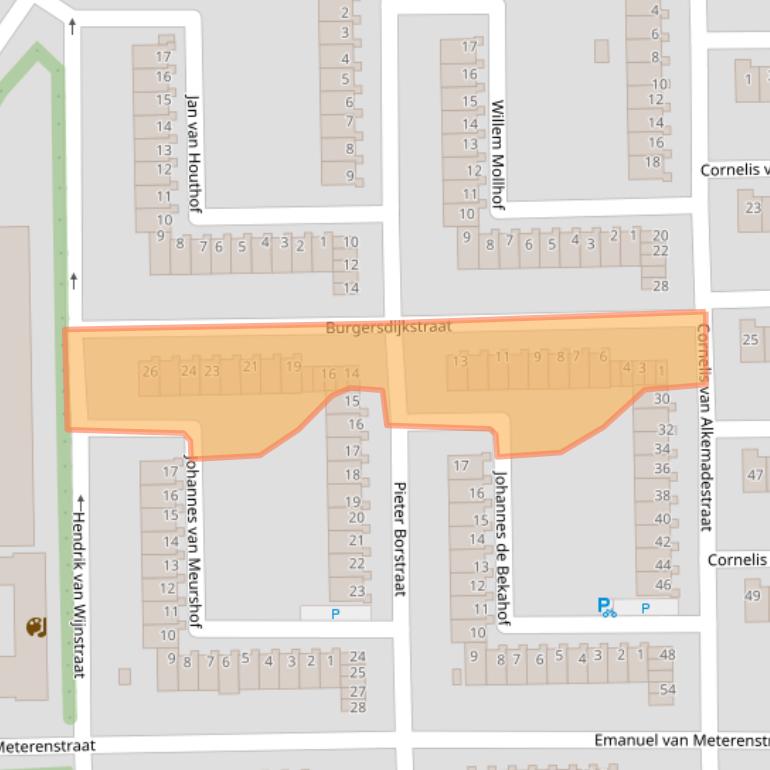 Kaart van postcodegebied 1065AK.