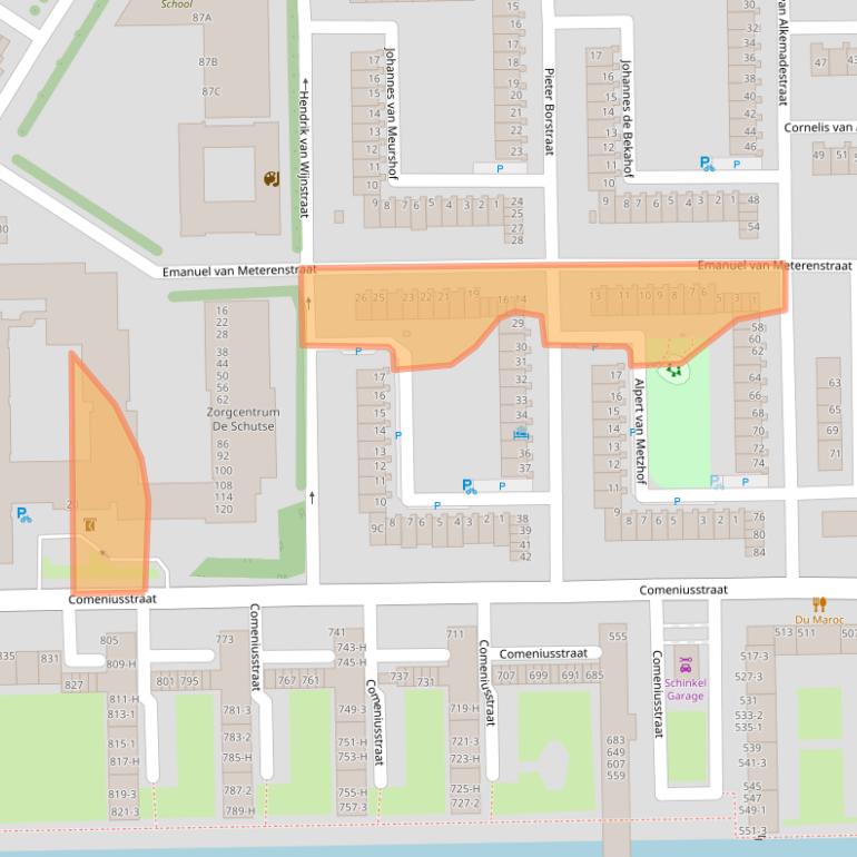 Kaart van postcodegebied 1065AN.