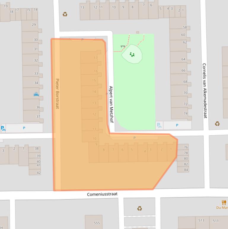 Kaart van postcodegebied 1065AP.