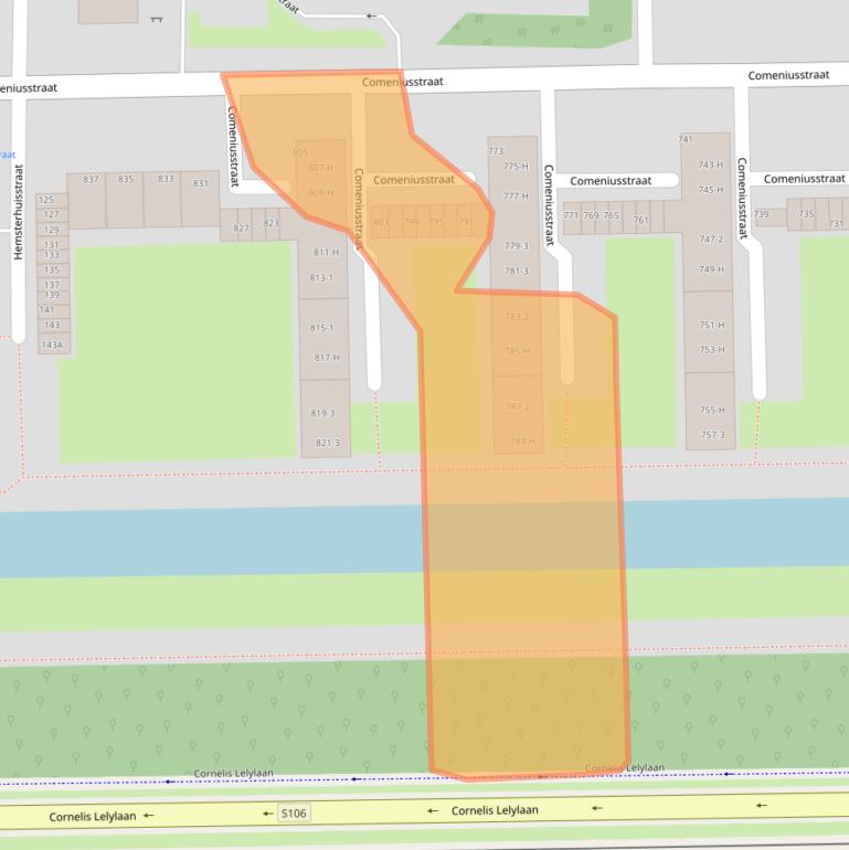 Kaart van postcodegebied 1065CH.