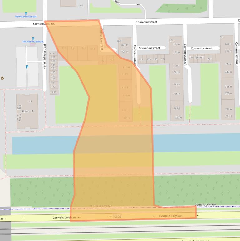 Kaart van postcodegebied 1065CJ.