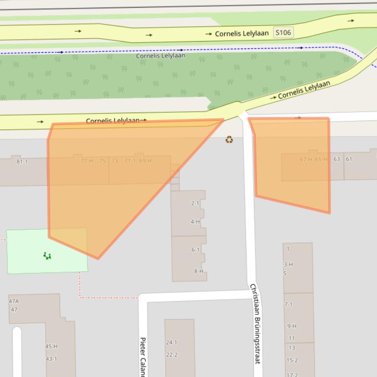 Kaart van postcodegebied 1065CL.